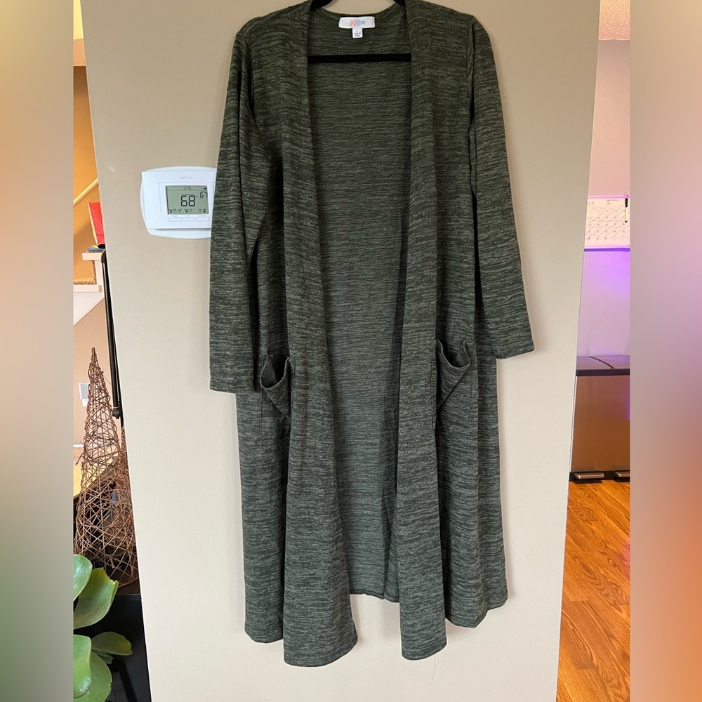 Like New Green LulaRoe Duster Cardigan